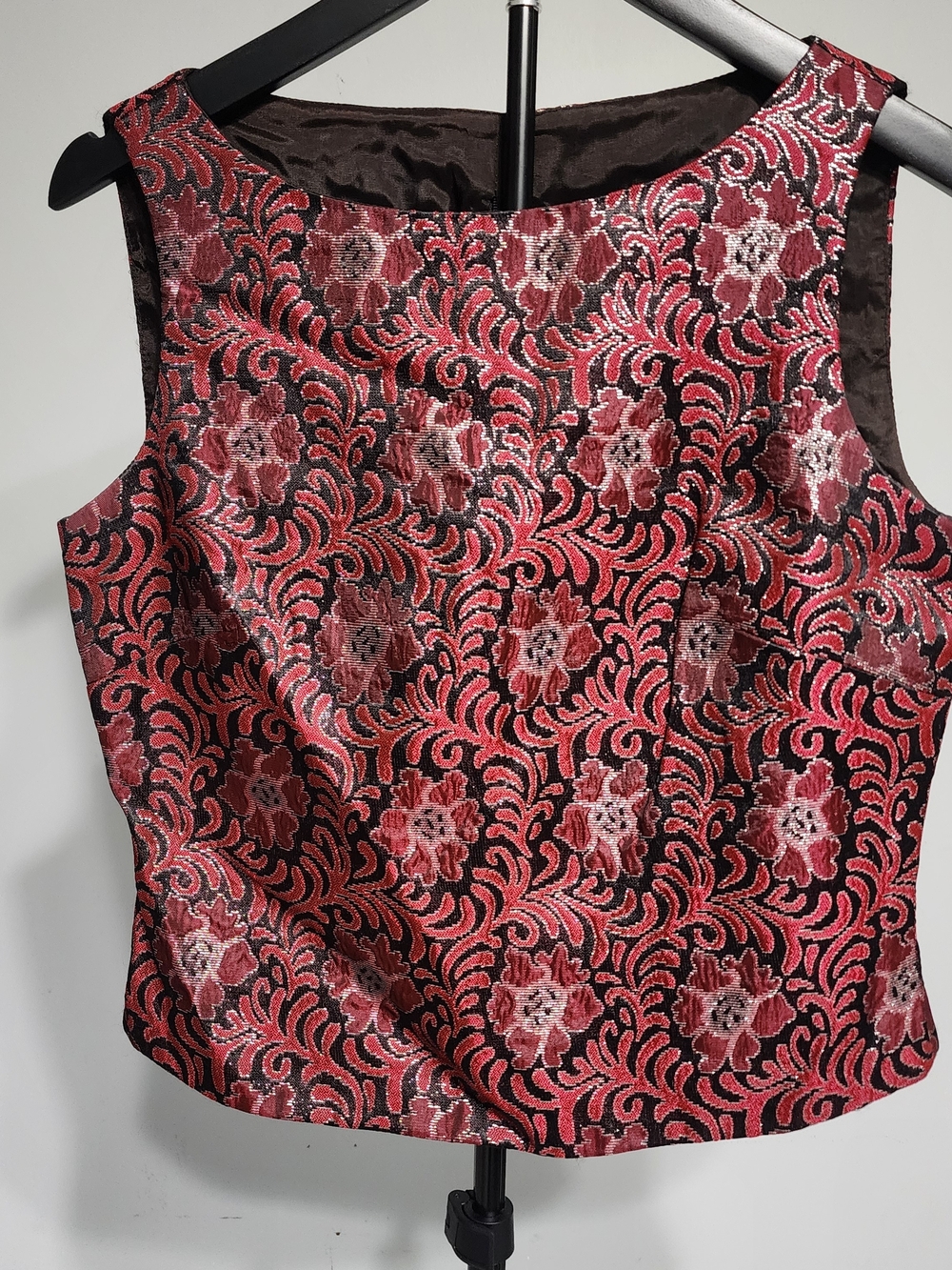 Vintage Formal J.R. Nites by Caliendo Floral Jacquard Brocade Crop Top | Size 8